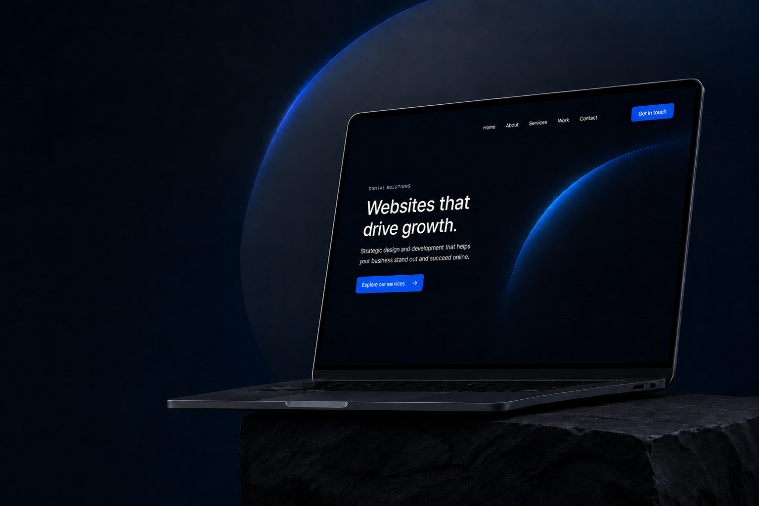 Laptop displaying a modern website design